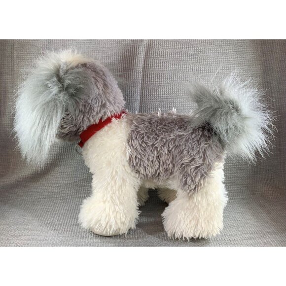 BAB Build a Bear Promise Pet Shih Tzu Puppy Plush Red Collar Gray White Dog - Picture 6 of 12